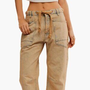 We the Free Moxie Low-Slung Pull-On Barrel Jeans – Color: Cowboy Size: 31